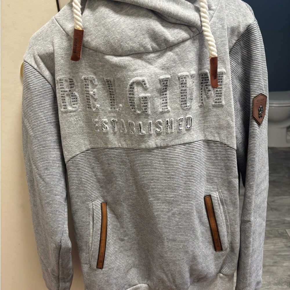 Gray Hoodie with Belgium Embroidery